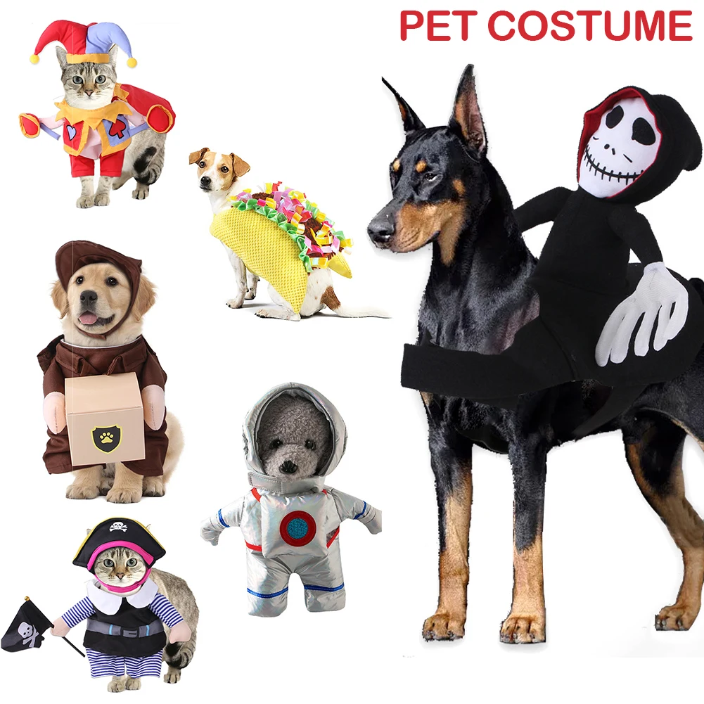 Funny Pet Halloween Cosplay Suit For Dogs Cats Clothes Ghost Pirate Magician Astronaut Dressing Up Christmas Party Costume Suit