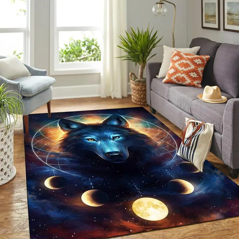 

LOUSIDREAM Wolf Carpet Living Room Home Decor Sofa Table Rug Anti Slip Chair Cushion Lounge Mat