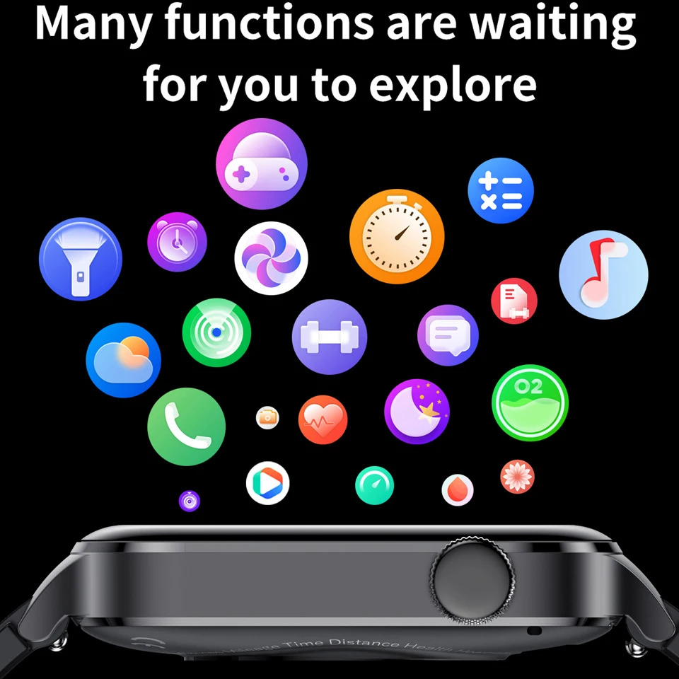 P-LUXURY 2023 New T50 Smart Watch 1.85''TFT Color Screen BT Call Voice Assistant Blood Pressure Heart Rate Touch Screen Watch