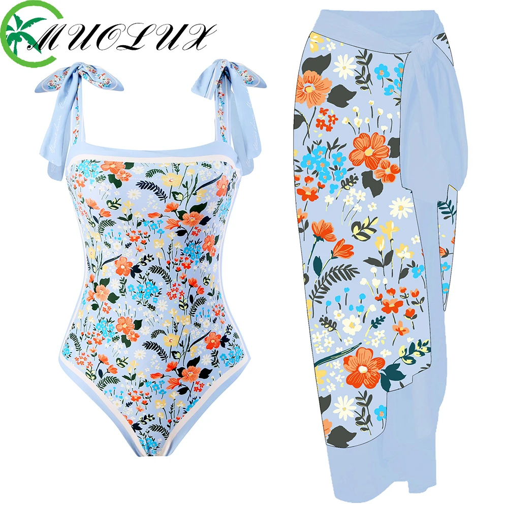 

2023 Реверсивный Цельный купальник с пляжной юбкой женский купальник монокини с принтом купальный костюм женский пляжный купальный костюм Пляжная одежда