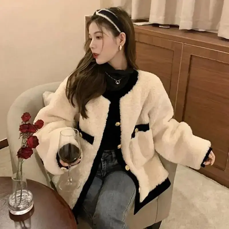 Куртка Женская Базовая в стиле пэчворк элегантная уличная одежда Корейском