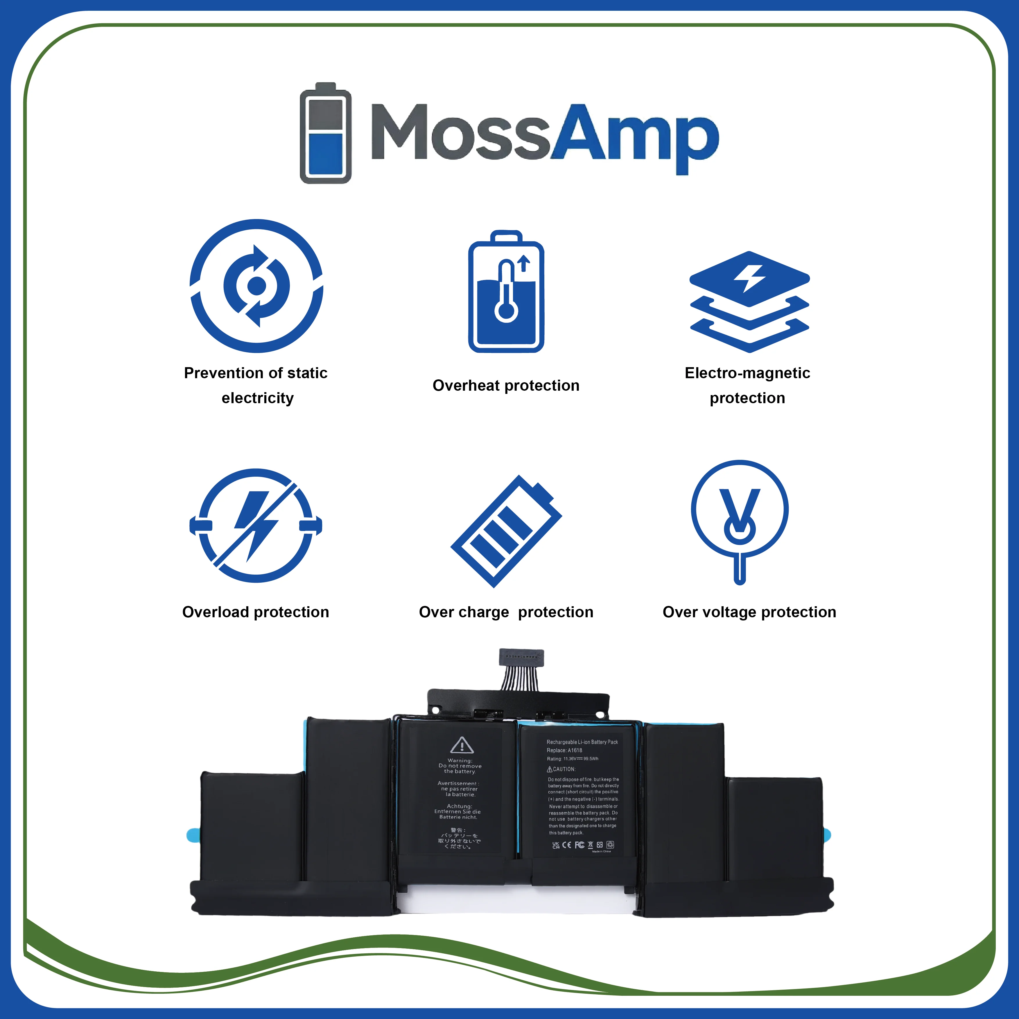 MossAmp A1618 для APPLE MacBook Pro 15,4 дюйма Retina A1398 (EMC 2910), 15 дюймов A1398 (середина 2015 г.), подходит для A1389 (EMC 2909) (art.: 3920da558fadc) - 3920da558fadc