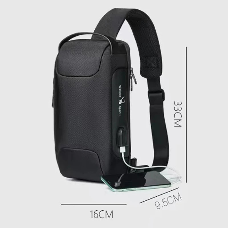 Shoulder Bag for Men Waterproof USB Male Crossbody Bag Anti-Theft Short Travel Messenger Chest Sling Fashion Designer Chest Bag