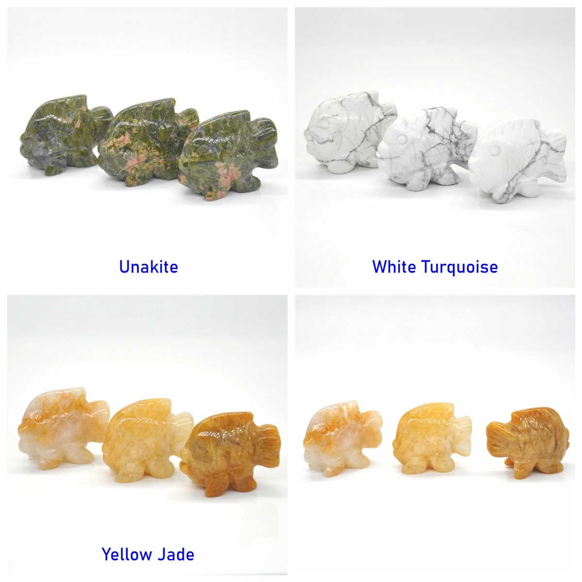 Фигурки рыбки из черного лабрадорита/черного обсидиана/кровяного камня/голубого