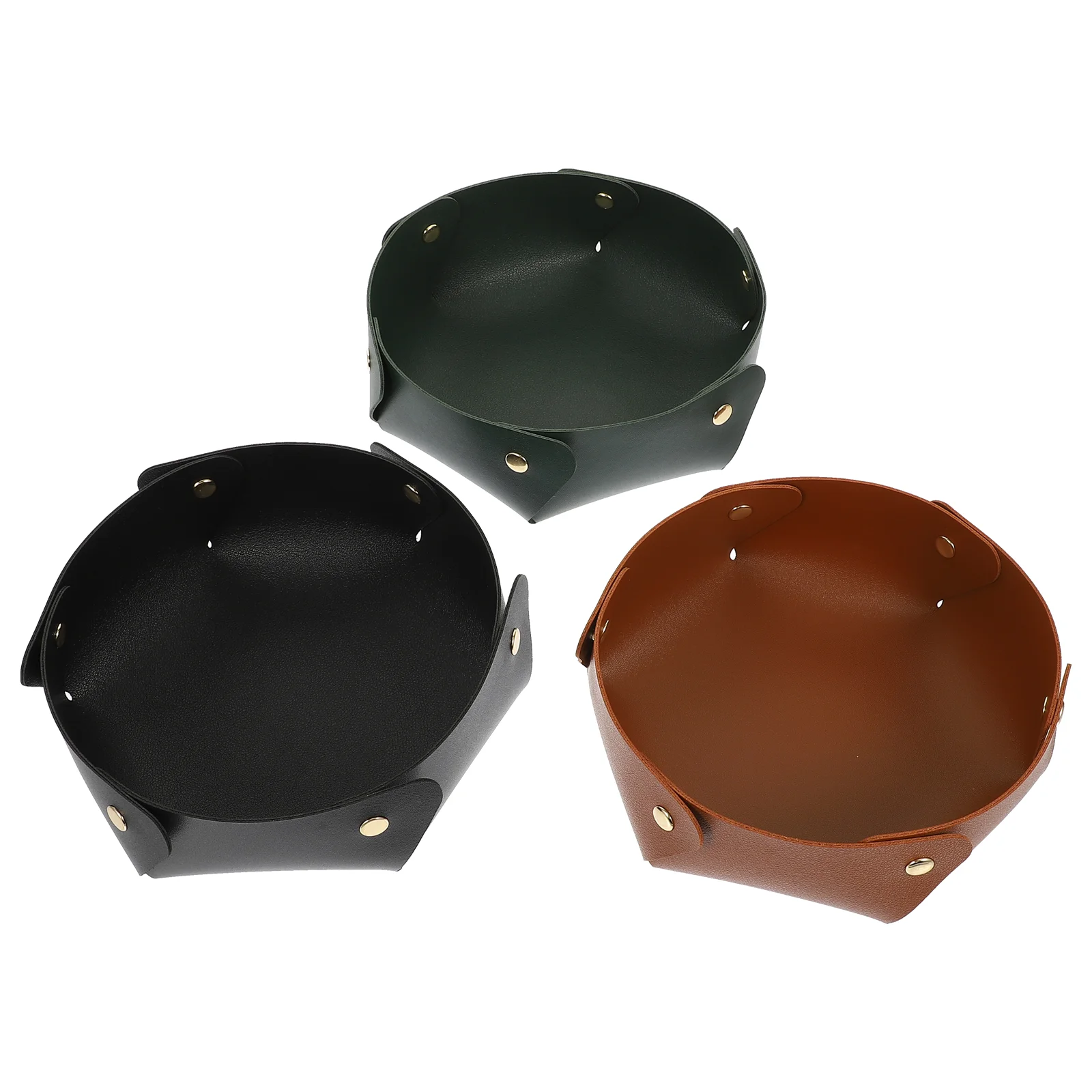 

Tray Storage Desktop Organizer Box Basket Jewelry Coin Desk Trinket Pu Sundries Key Collapsible Makeup Holder Dish Ring