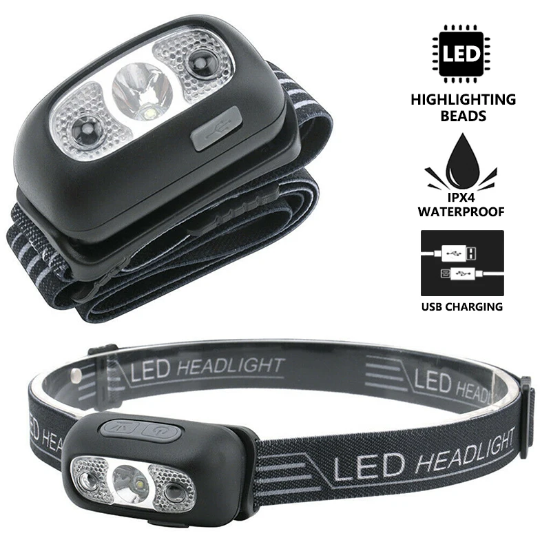 

Drop Shipping Portable LED Headlamp USB Rechargeable Camping Head Lamp Fishing Headlight Flashlight Torch Waterproof With USB