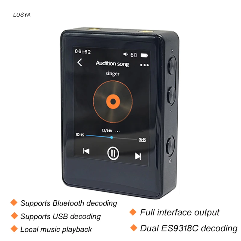 

F. Аудио T3 Высокоточный HIFI DSD PCM балансировочный выход плеер USB декодер Bluetooth двойной сенсорный экран ES9318C MP3