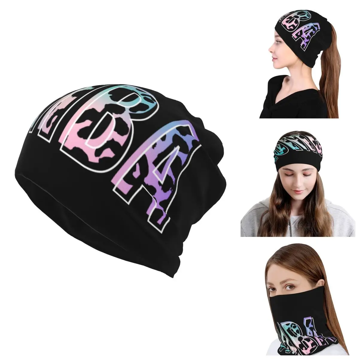 

Бандана Zumbas с леопардовым принтом для мужчин и женщин, зимние вязаные шапочки, облегающие шапки, лыжный походный шарф, гетры, чехол для лица