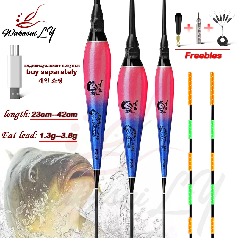 

LED Night Fishing Floats Water Shadowless Floating Super Bright Tail Nanoelectronic Luminous Floating Mark+Battery Accessories