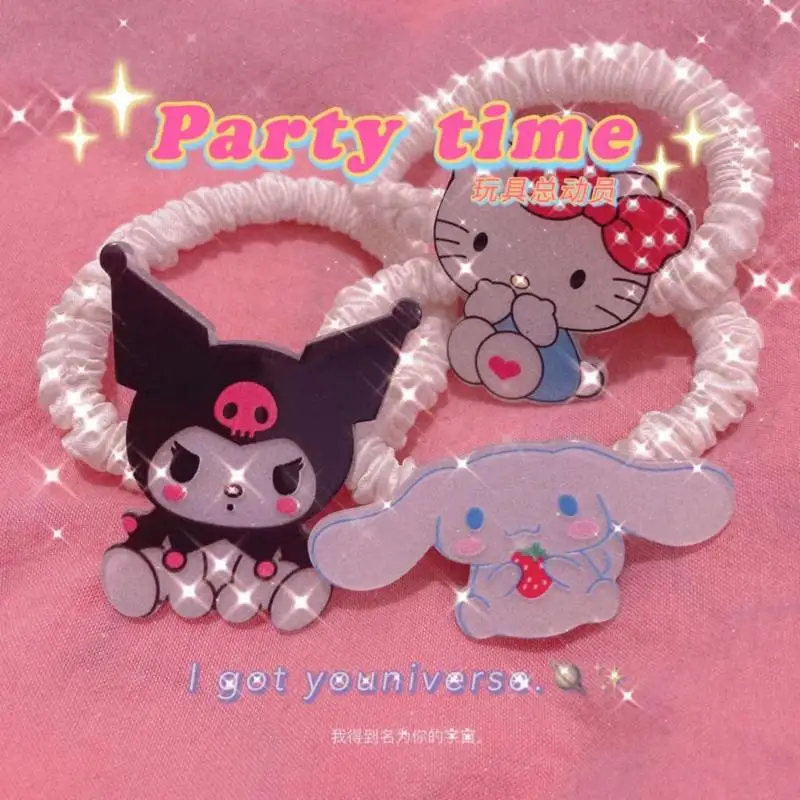 

Kawaii Cute Sanrio, Hello Kitty Kuromi Mymelody Cinnamoroll Pom Purin, обвязка для волос, головной убор, рождественский подарок для девочки