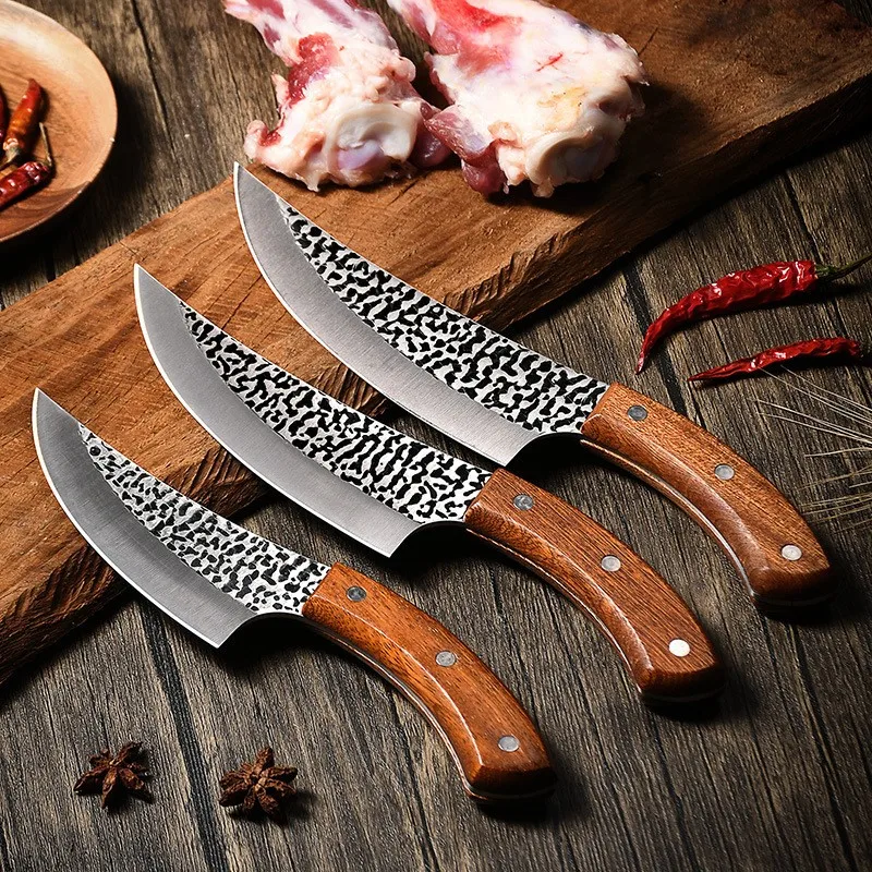 

Нож мясника из высокоуглеродистой стали, кованые ножи мясника, набор ножей шеф-повара для охоты, кемпинга, рыбалки, выживания