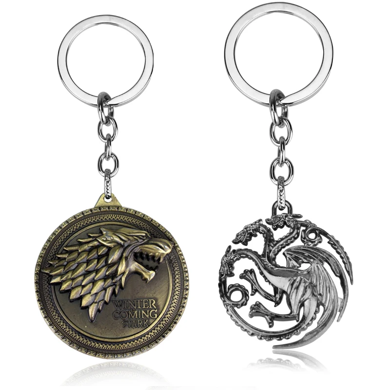 

House Targaryen Dragon Keychain House Stark Wolf Head A Song Of Ice And Fire Keyring Llaveros Fans Souvenirs