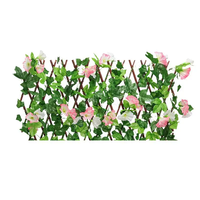 

Garden Fence Willow Wooden Hedge With Artificial Flower Leaves Garden Decoration Screening Expanding Trellis Privacy Screen