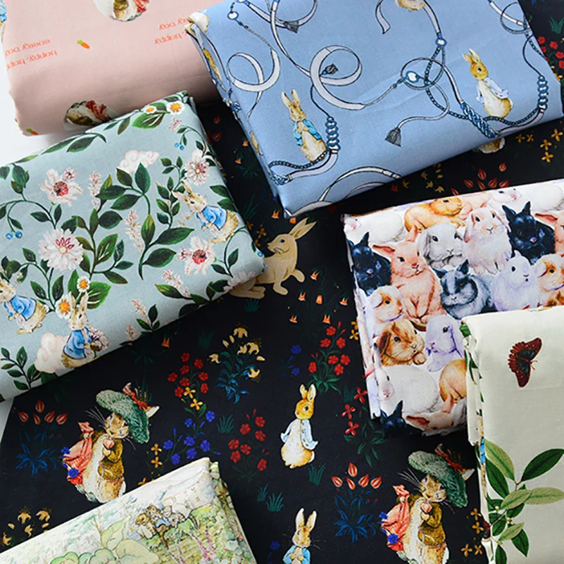 Хлопковая ткань с принтом кролика для шитья детской одежды сделай сам ручная