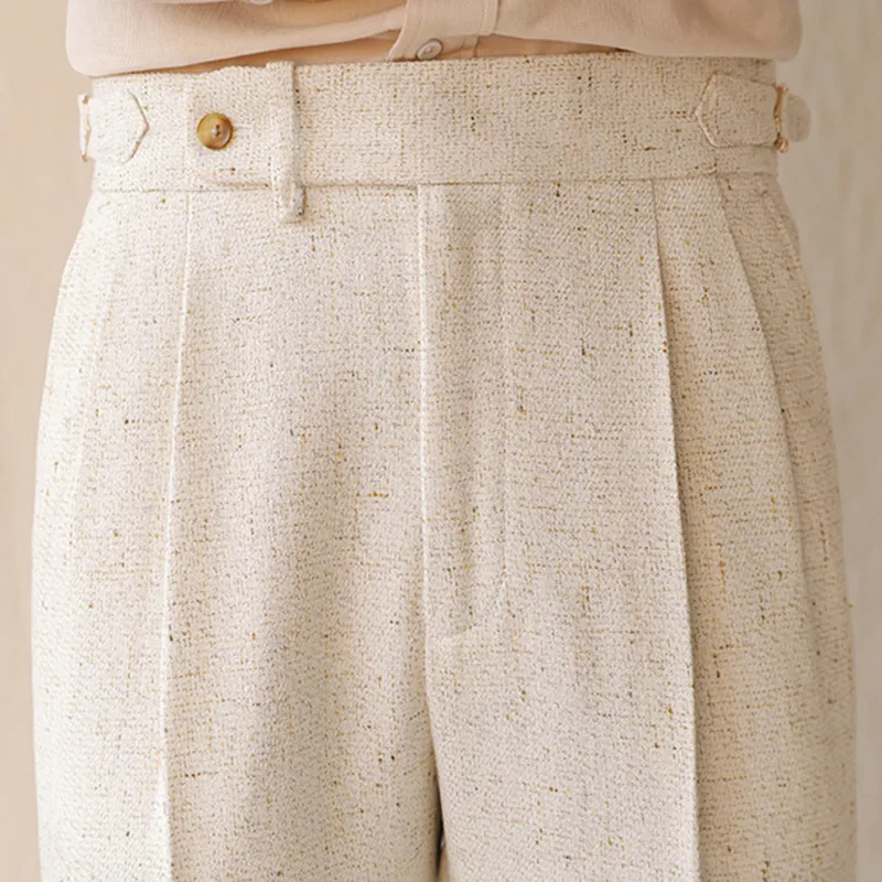 Высочайшее качество повседневные прямые брюки с высокой талией для мужчин