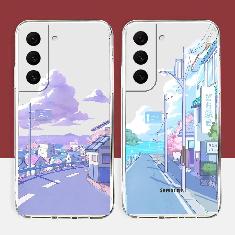

Clear Case For Samsung Galaxy S22 S21 S20 FE S10 NOTE 10 A12 A11 A10 A10S J7 J6 PLUS ULTRA 5G Case Japan Anime Landscape Scenery