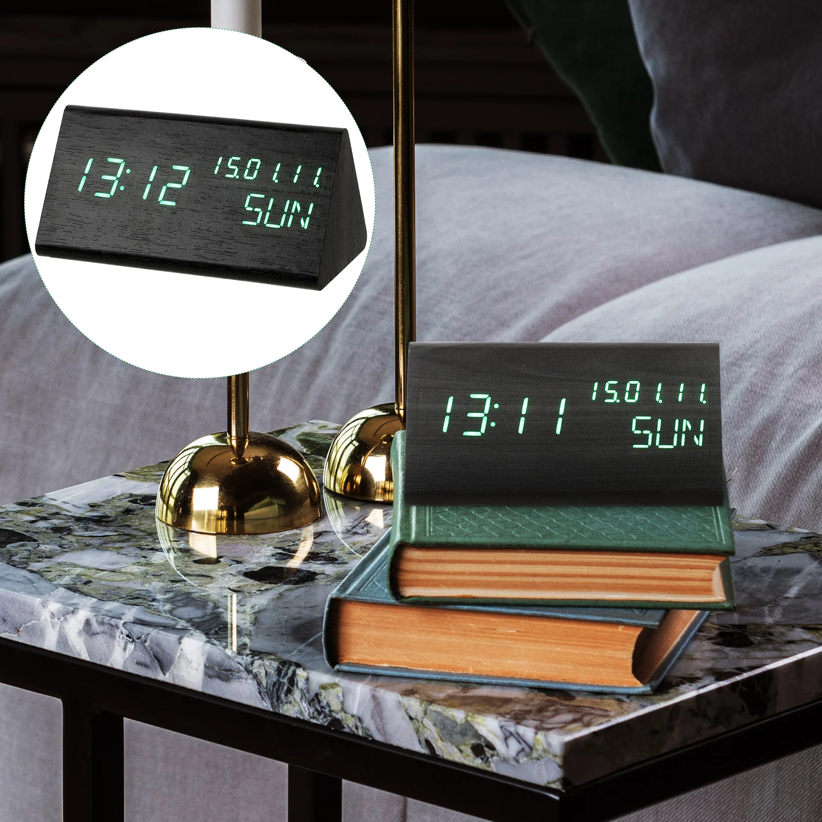

Wood Grain Multi-functional Modern Style Practical Wooden Alarm Clock Modern Clock for Household Daily Use