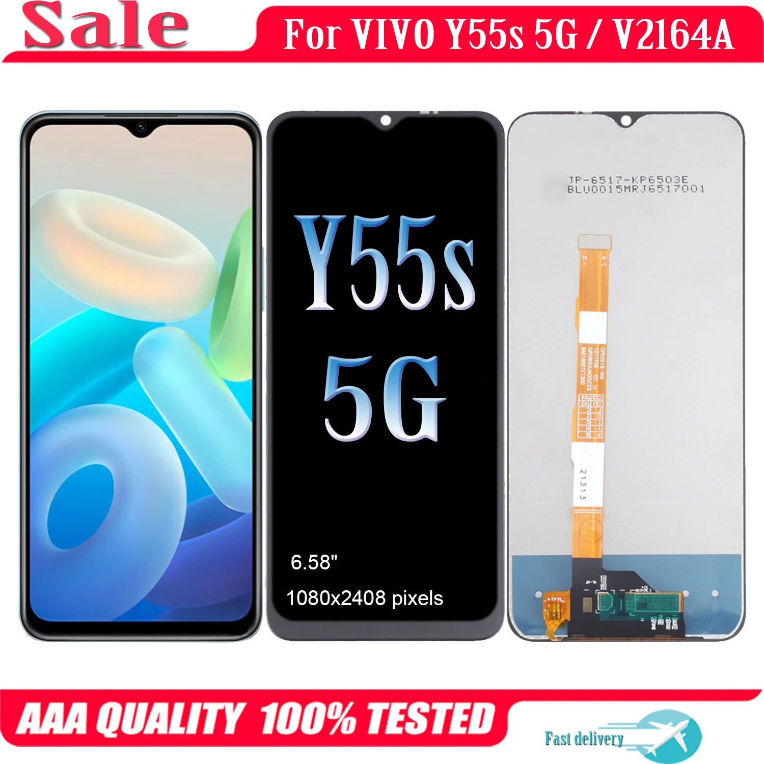 6,58 'оригинальный для VIVO Y55s 5G V2164A ЖК-дисплей с сенсорным экраном, сменный дигитайзер в сборе для VIVOY55s 5G LCD