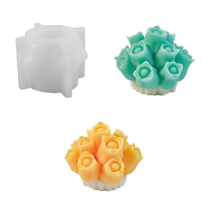 Силиконовая форма для ароматических свечей 3D букета тюльпанов цветов