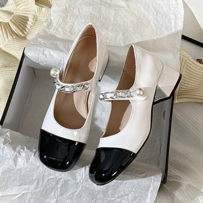 

Elegant Mary Jane Shoes for Women Block High Heels Pumps Cute Ladies Runway Pumps Closed Toe Dress Shoes Zandalias De Mujer