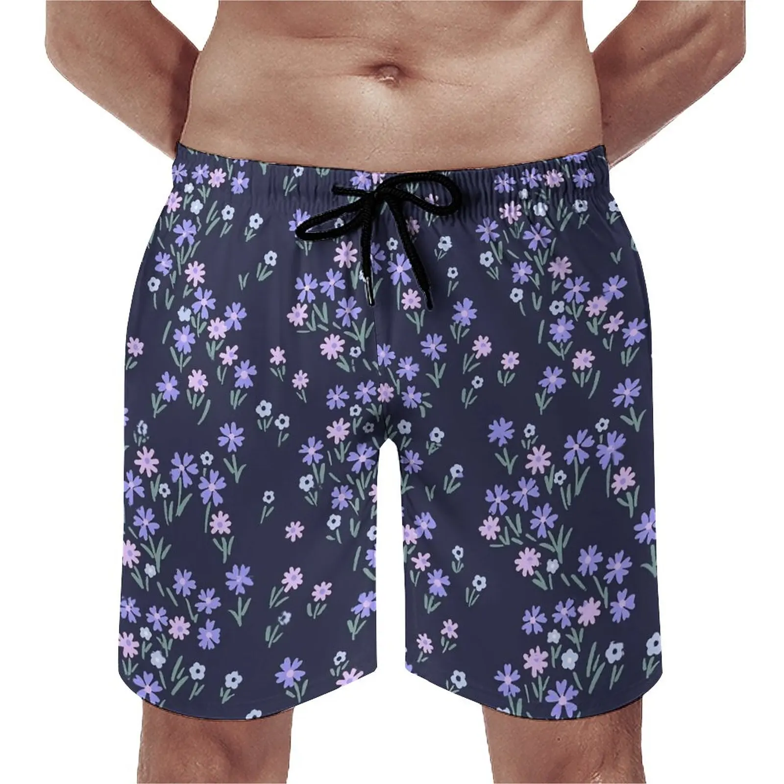 

Board Shorts Blue Ditsy Floral Casual Beach Trunks Purple Flowers Men Quick Dry Sports Surf Hot Sale Plus Size Beach Short Pants