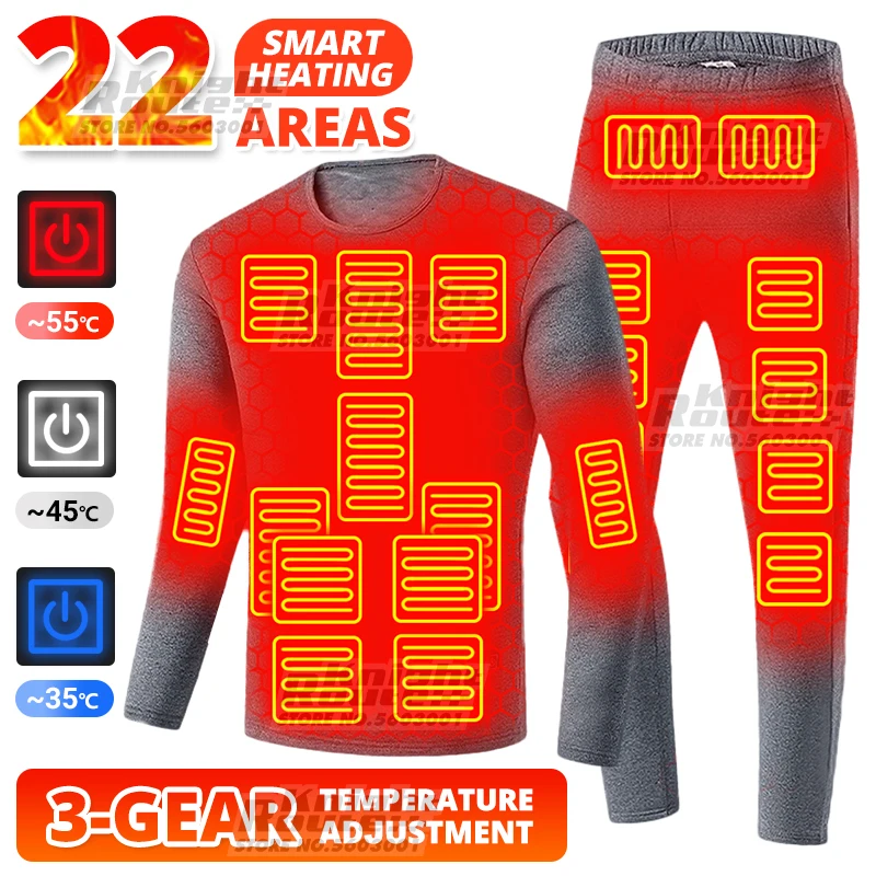 

Winter Thermal Underwear Women Electric Heated Underwear Heated Jacket Ski Suit USB Heating Clothing Fleece Skiing Sports Autumn