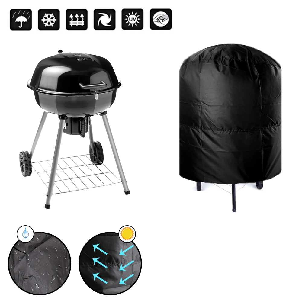 

77x58cm/80x66x100cm Round BBQ Grill Cover Waterproof Grill Cover Camping Outdoor Barbecue Cover Rain Protective Anti Dust