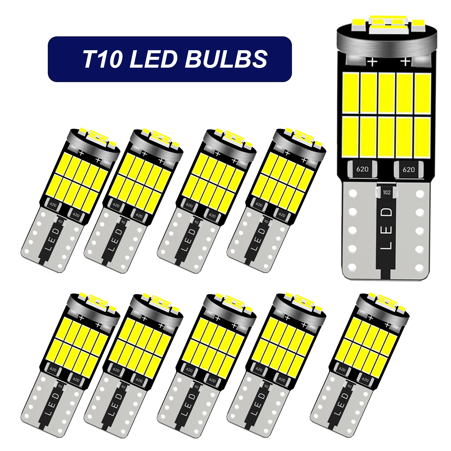 

2/10x W5W T10 LED Canbus 4014 SMD Super Bright 168 194 Автомобильная Сигнальная Лампа Для Подсветки Номерного Знака И Внутрен...