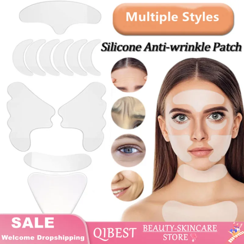 

8 Styles Crescent Skin Care Pads Can Be Reused Facial Mask Anti-aging Silicone Anti Wrinkle Facial Forehead Cheek Chin Sticker