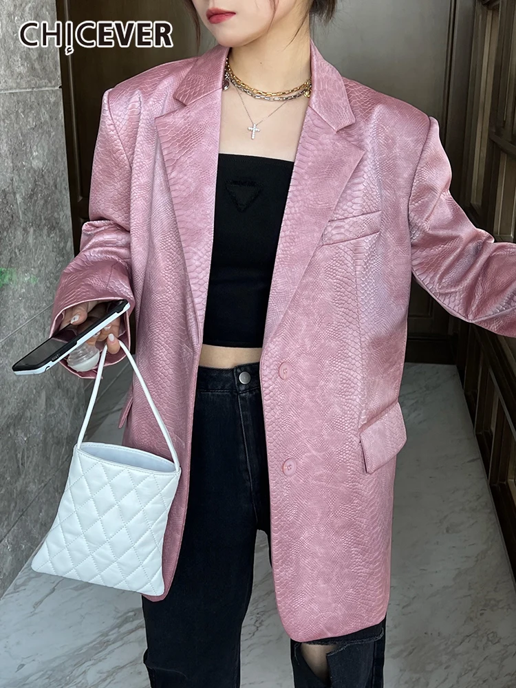 

Женский блейзер CHICEVER, розовый блейзер с длинным рукавом и карманами в стиле пэчворк, осенняя одежда, 2022