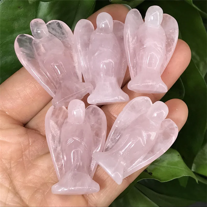 

1 шт., фигурка ангела-хранителя из натурального розового кварца