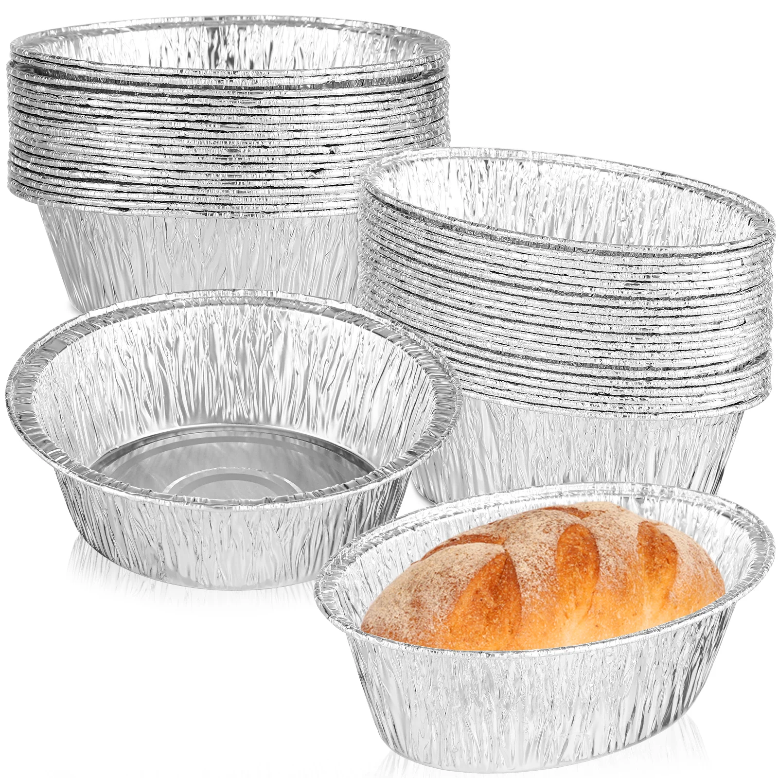 

40 Pcs Tin Foil Plate Disposable Pie Dishes Small Pan Oval Baking Aluminum Tart