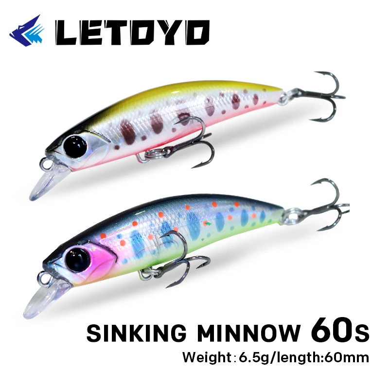 

LETOYO 60mm 6.5g 60S Slow Sinking Fishing Lure Mini Minnow Artificial Hard Baits Wobblers For Bass Pike Trout Fishing Tackle