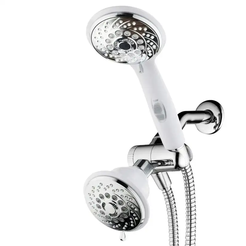 

Designer Collection Ultra-Luxury 2-Tone 30-Setting Shower-Head/Handheld Shower Combo (Chrome/White) Shower accessories Hair catc