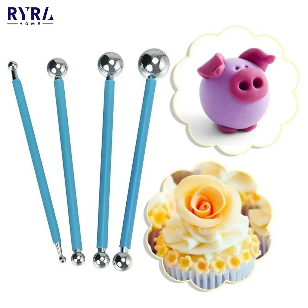 

4pcs/set 8 Heads DIY Stainless Steel Polymer Modeling Clay Carving Sculpture Tools Cake Carving Tools Cake Accessories Cake Tool