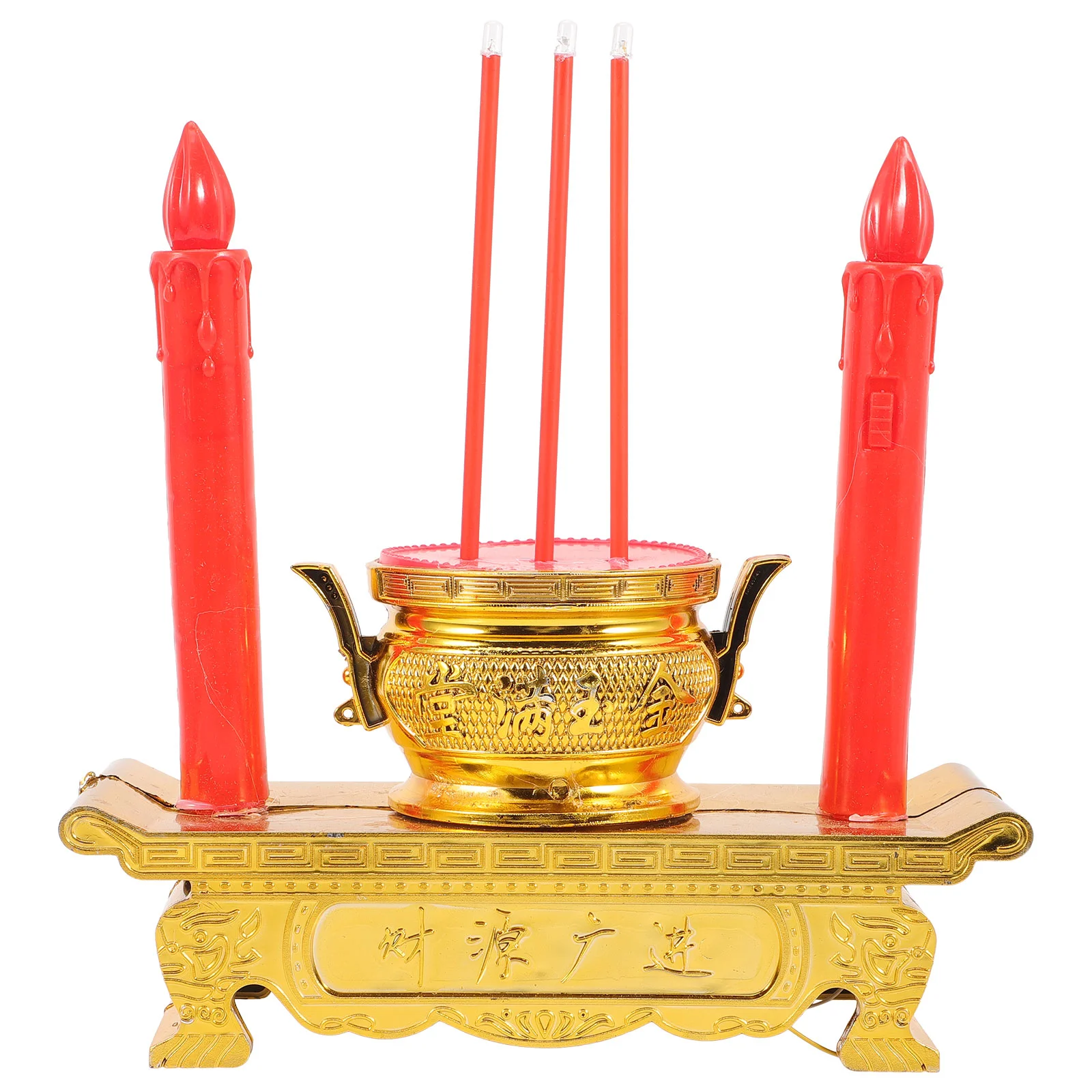 

Chinese Led Lamp Light Electric Burner Supplies Altar Wedding Candlestick Style Lights Fake Butter Red Treasure Bowl Holder