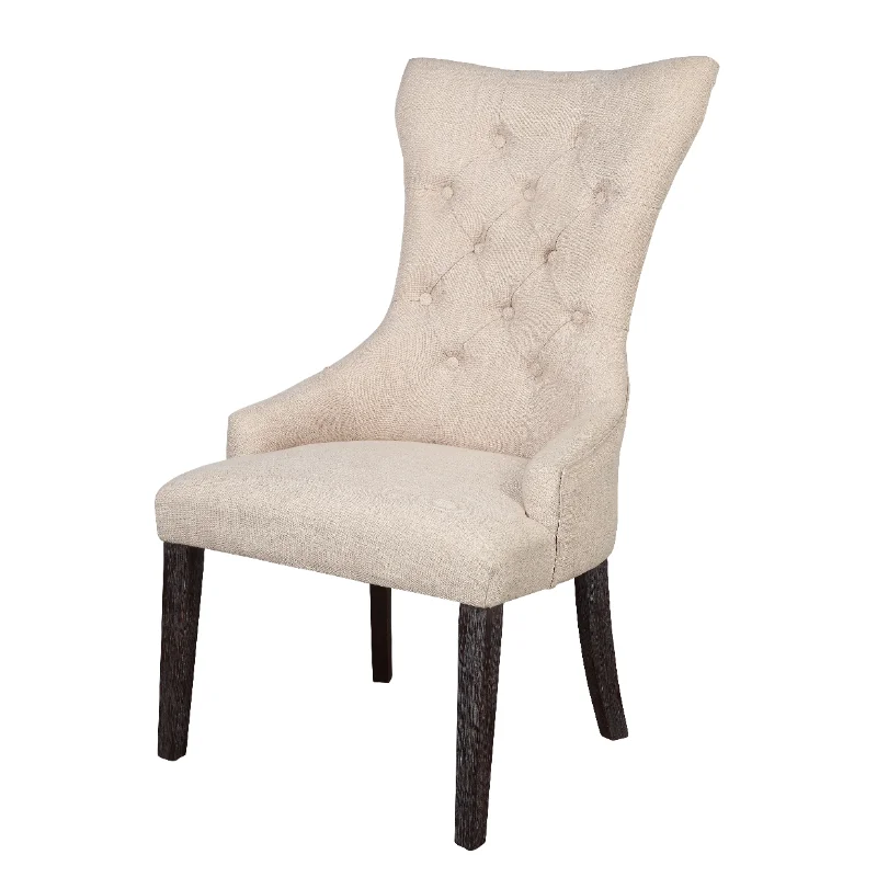 

ACME Gerardo Dining Chair (Set-2), Beige Linen & Weathered Espresso