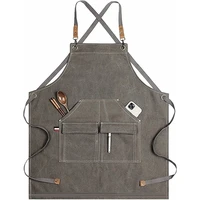 inyahome kitchen cooking cotton canvas apron for artists painting chef baking bib apron with cross back straps for men women