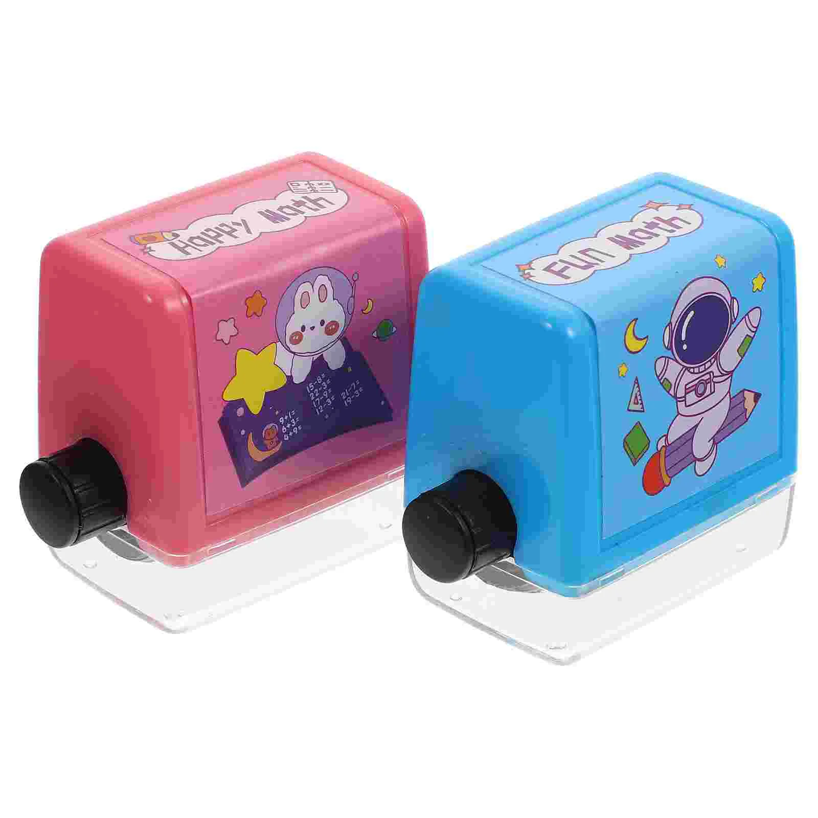 

2 Sets Multiplication Division Seal Kidcraft Playset Math Roller Stamper Students Learning Cartoon Small Plastic Child