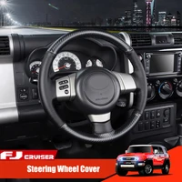 3d carbon fiberhole leather steering wheel hand sewing wrap cover fit for toyota fj cruiser 2006 2020