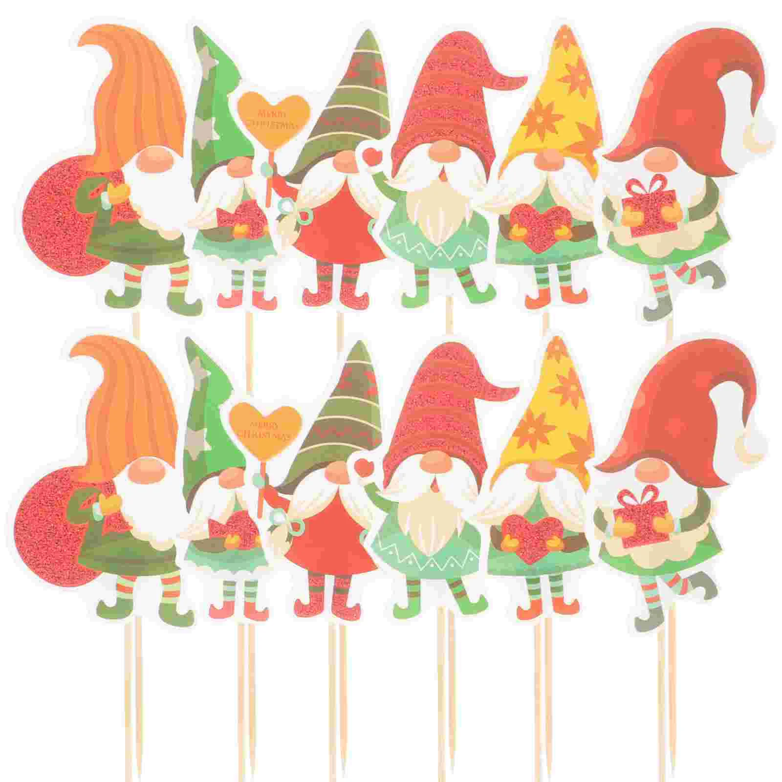 

Toppers Christmas Cupcake Cakes Xmas Cake Gnome Picks Decoration Dessert Pick Fruit Holiday Birthday Topper Party Ornament