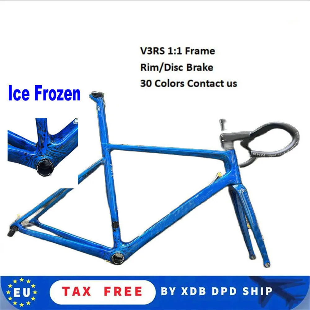 

T1100 Blue Ice Frozen V3RS Road Frames Carbon Direct Mount Brake Disc Bicycle Frameset DPD/UPS