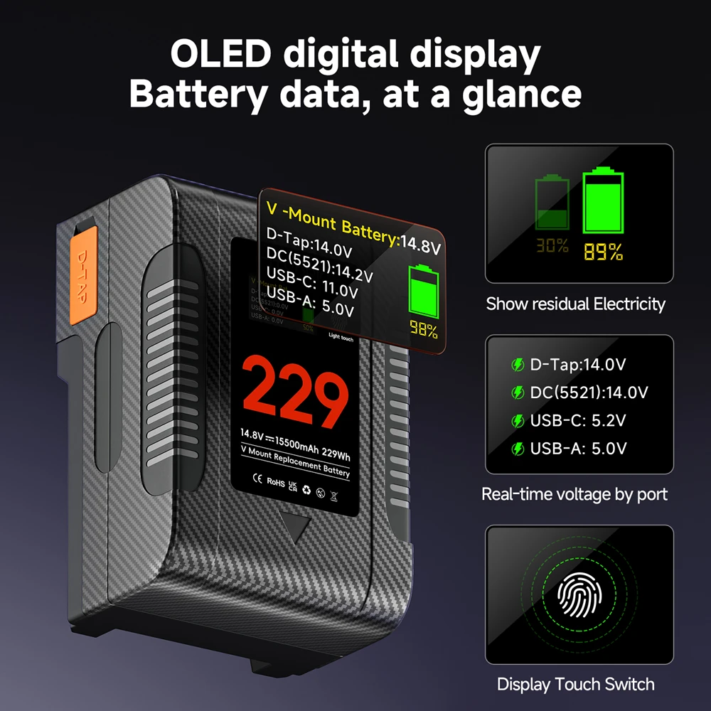 Аккумулятор с V-образным креплением BP-229 для видеокамеры Sony видеоподсветки Blackmagic