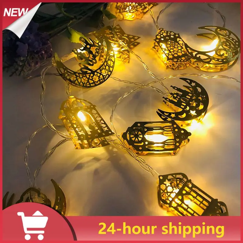

Eid Ramadan 10 LED Moon Star Light Islam Muslim Supplies Party Pendant Eid Mubarak Event String Battery Golden Lamp Home Decor