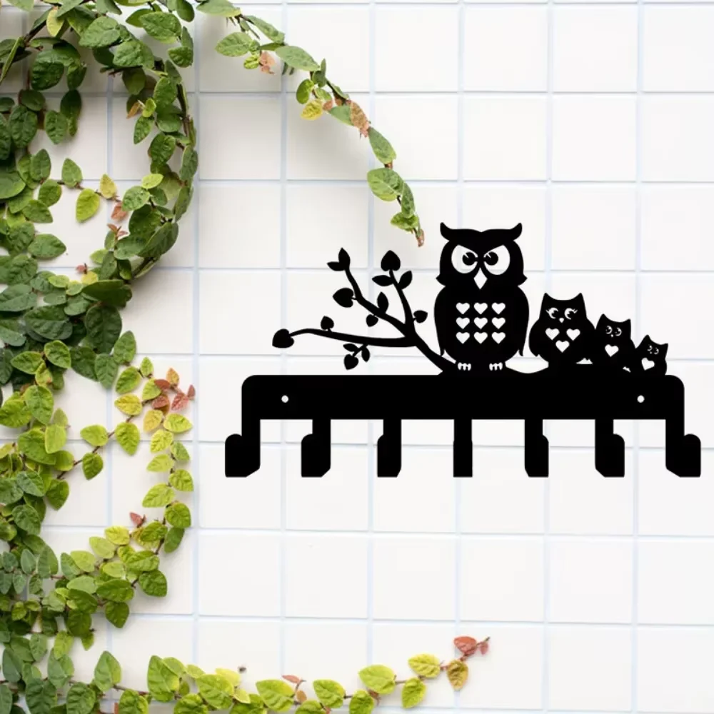 Iron Crafts Multifunktionaler Metall Eulen Schlüsselhalter Wandmontage mit Haken ljub практиischen Aufbewahrung von Schlüsseln