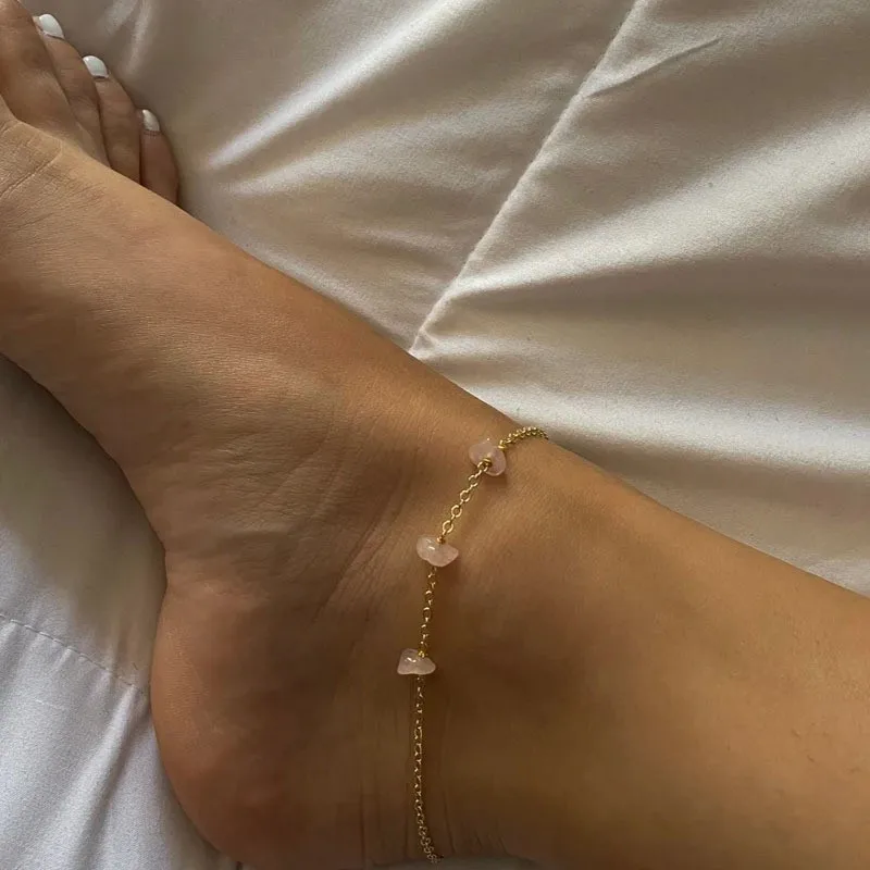 

Модный простой INS ветровой нишевый дизайн для морского побережья и пляжа популярная индивидуальная Чувствительная тонкая цепочка Каменный женский темпераментный ножной браслет