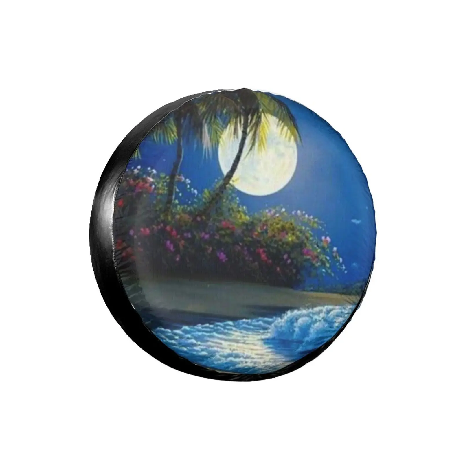 

3D Seaside Landscape Spare Tire Cover Waterproof Dustproof Sun Wheel Tire Cover For , Trailer, SUV Vehicle Anime Tire Cover