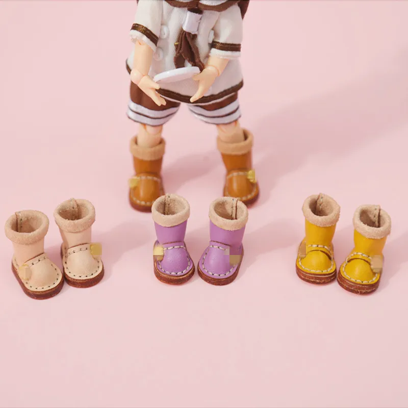 

Ob11 baby shoes cowhide bear paw high tube boots baby clothes shoes GSC plain body 12 points BJD baby body9