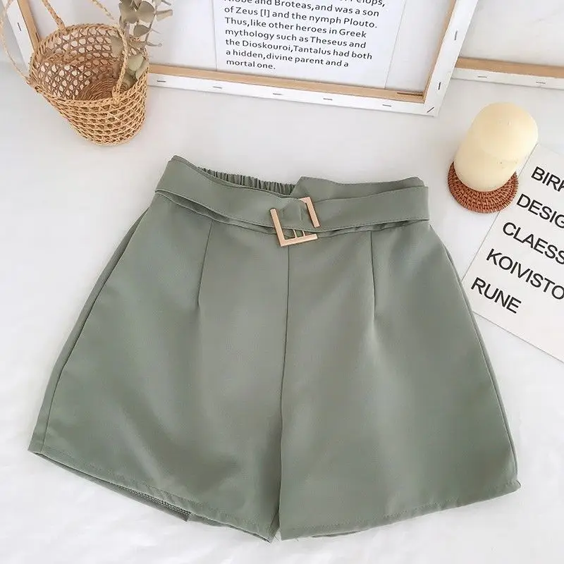 Chiffon Womens Shorts with Belt Short Pants for Women To Wear High Waist Cheap Design Korean Style Casual Classic Clothes Normal images - 6