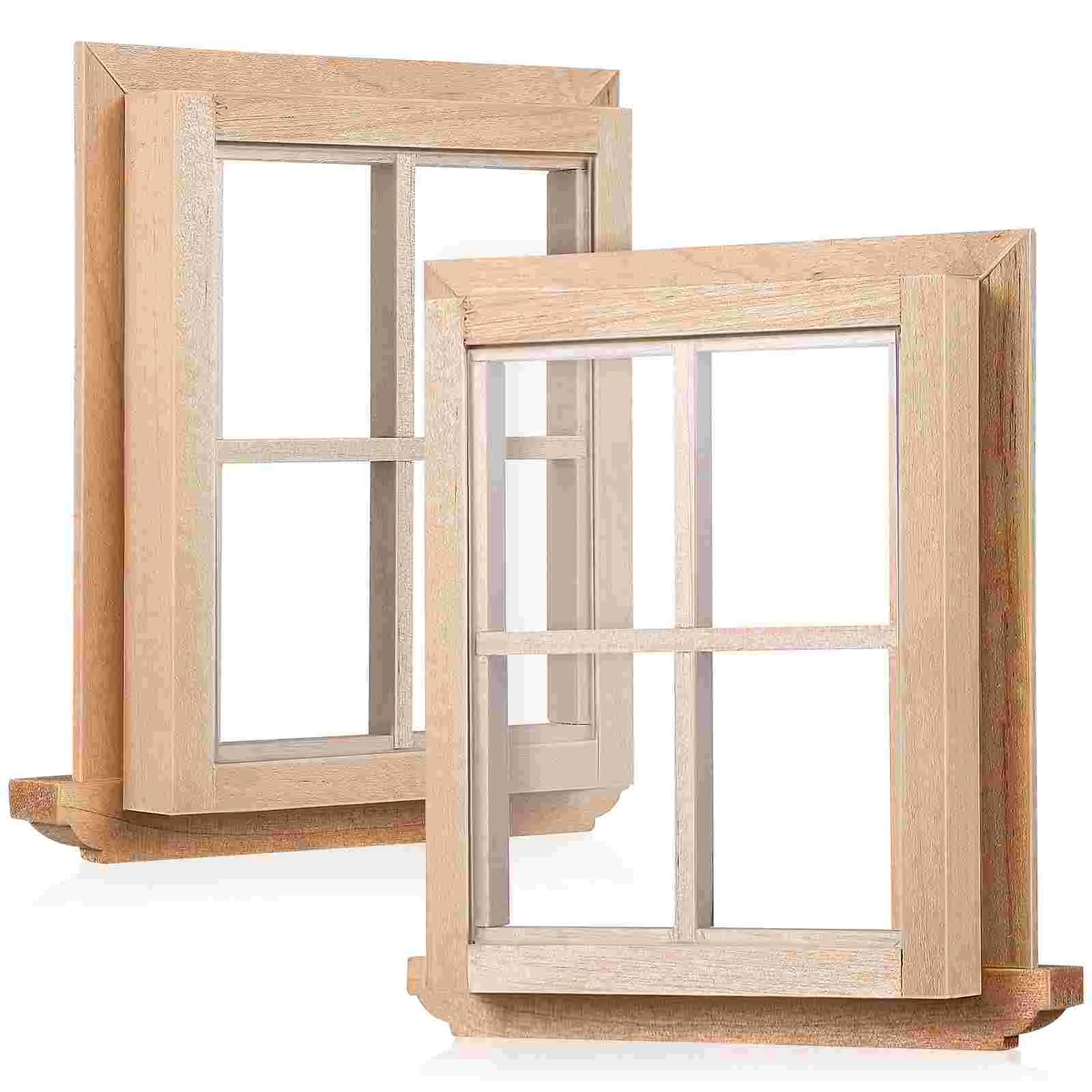 

Four Windows Puzzle House Furniture Wood Ornament Frames Accessories Miniature Toy Decorations Model Fairy